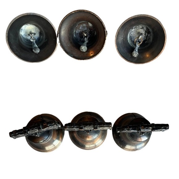 Brass Liberty Bell Set of 3 Bronze Patina Pass and Stone Vtg 1970’s Miniature - Picture 4 of 13